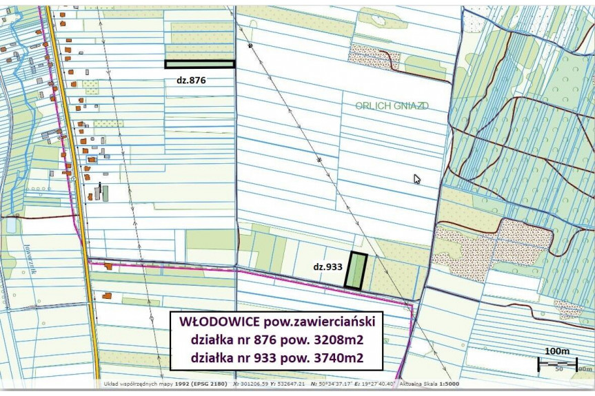 zawierciański, Włodowice, Jura tania działka rolna 3740m2 tylko 26.900zł