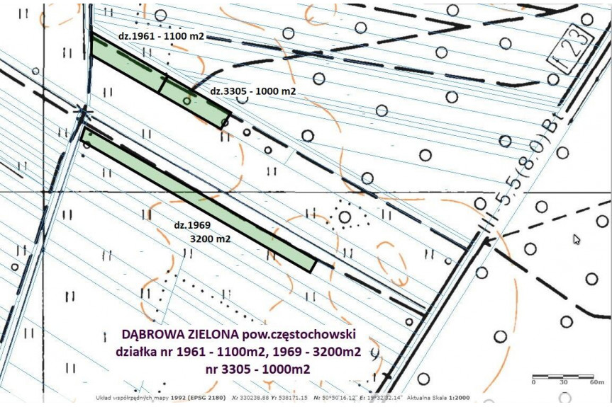 częstochowski, Dąbrowa Zielona, Jura tania działka 1000m2 tylko 9.500 zł