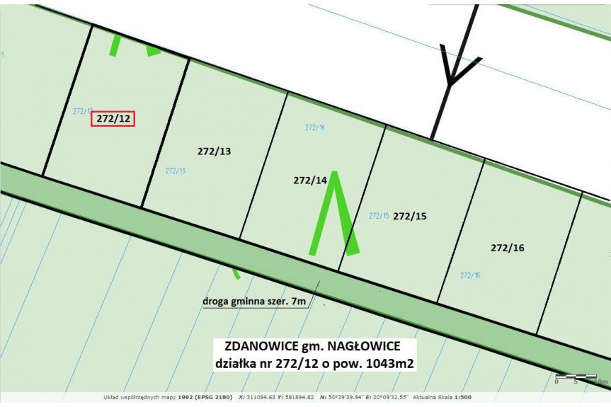 jędrzejowski, Nagłowice, Zdanowice, Tania działka rekreacyjna 1043m2 tylko 43.900 zł