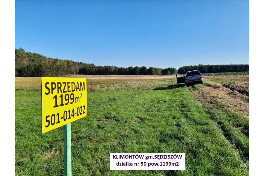 jędrzejowski, Sędziszów, Klimontów, Tania działka rolna 1199m2 tylko 9.900 zł