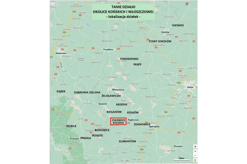 włoszczowski, Moskorzew, Chlewice, Tania działka rolno-leśna 2900m2 tylko 17.900 zł