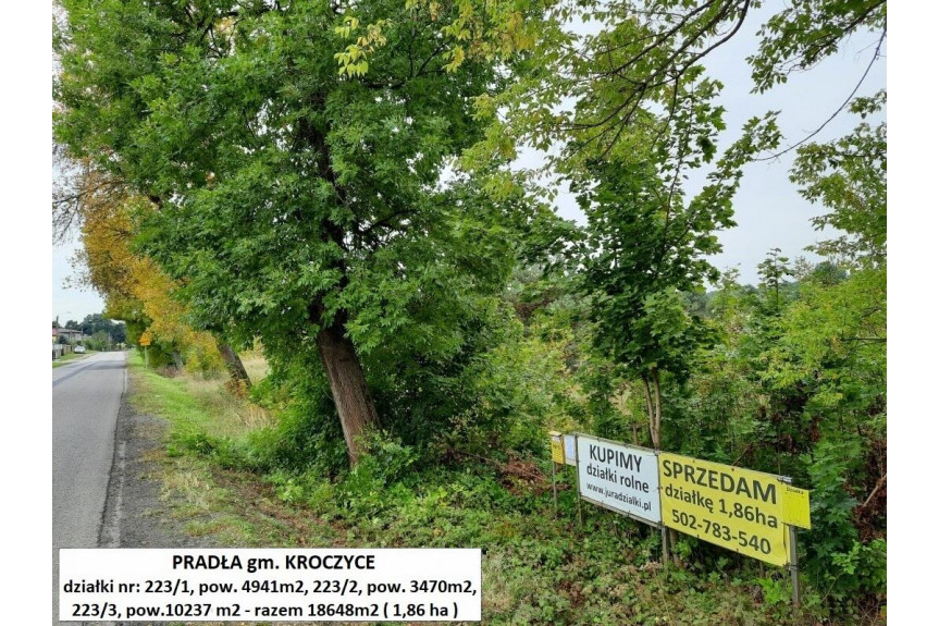 zawierciański, Kroczyce, Pradła, Jura tania działka rolna 3470m2 tylko 22.900zł